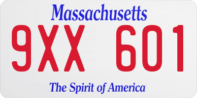MA license plate 9XX601