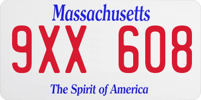 MA license plate 9XX608