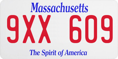 MA license plate 9XX609
