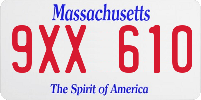MA license plate 9XX610