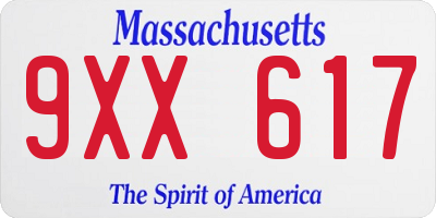 MA license plate 9XX617