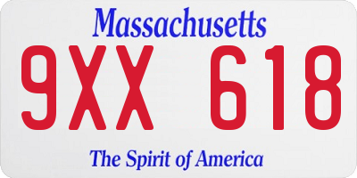 MA license plate 9XX618