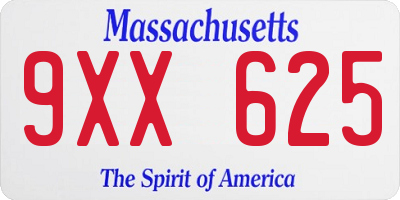 MA license plate 9XX625