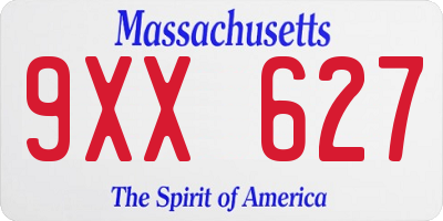 MA license plate 9XX627