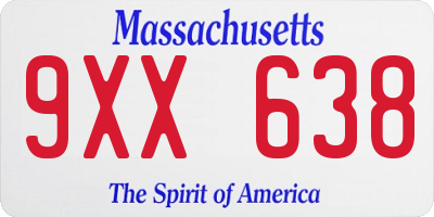 MA license plate 9XX638