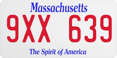MA license plate 9XX639