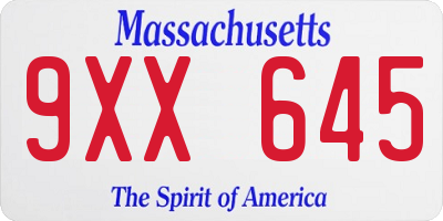 MA license plate 9XX645