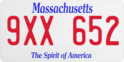 MA license plate 9XX652
