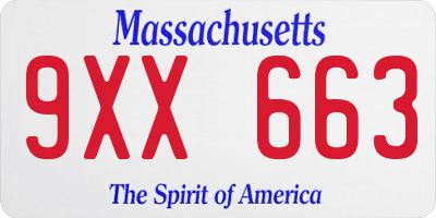MA license plate 9XX663