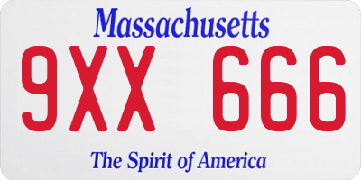 MA license plate 9XX666
