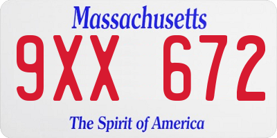 MA license plate 9XX672