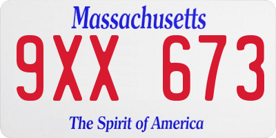 MA license plate 9XX673
