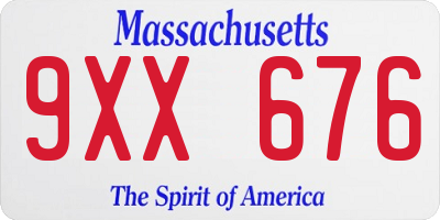 MA license plate 9XX676