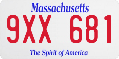 MA license plate 9XX681