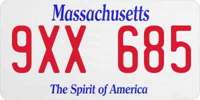 MA license plate 9XX685