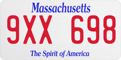 MA license plate 9XX698