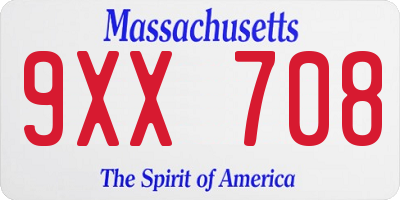 MA license plate 9XX708