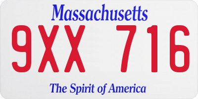 MA license plate 9XX716