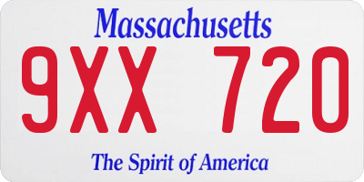 MA license plate 9XX720