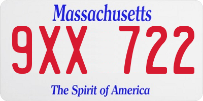 MA license plate 9XX722