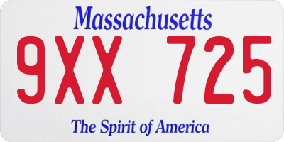 MA license plate 9XX725
