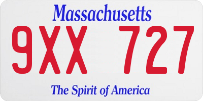 MA license plate 9XX727