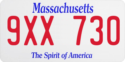 MA license plate 9XX730