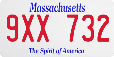 MA license plate 9XX732