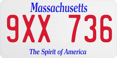 MA license plate 9XX736