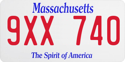 MA license plate 9XX740