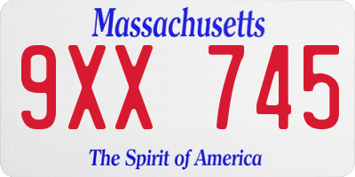 MA license plate 9XX745