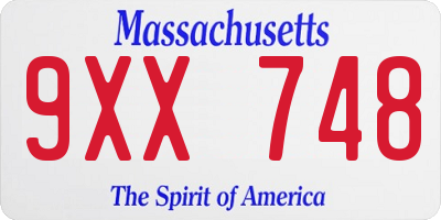 MA license plate 9XX748