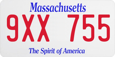 MA license plate 9XX755