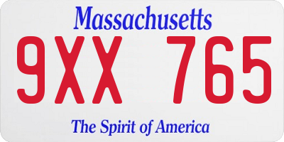 MA license plate 9XX765