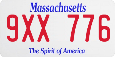MA license plate 9XX776
