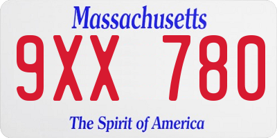 MA license plate 9XX780