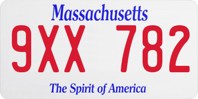 MA license plate 9XX782