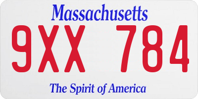 MA license plate 9XX784