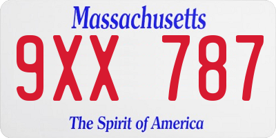 MA license plate 9XX787