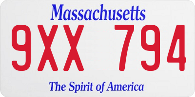 MA license plate 9XX794