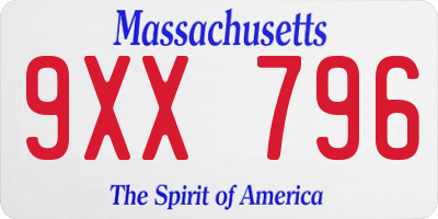 MA license plate 9XX796