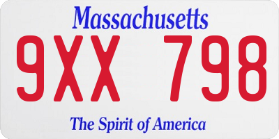 MA license plate 9XX798
