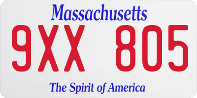 MA license plate 9XX805