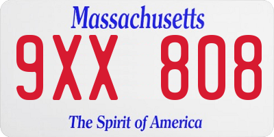 MA license plate 9XX808