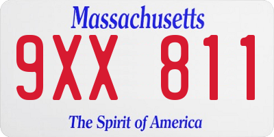 MA license plate 9XX811