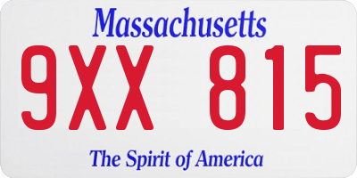 MA license plate 9XX815