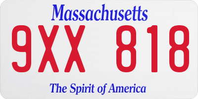 MA license plate 9XX818