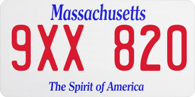 MA license plate 9XX820