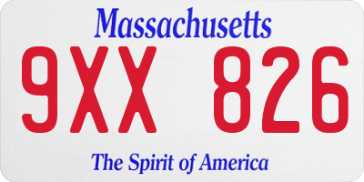 MA license plate 9XX826