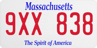 MA license plate 9XX838